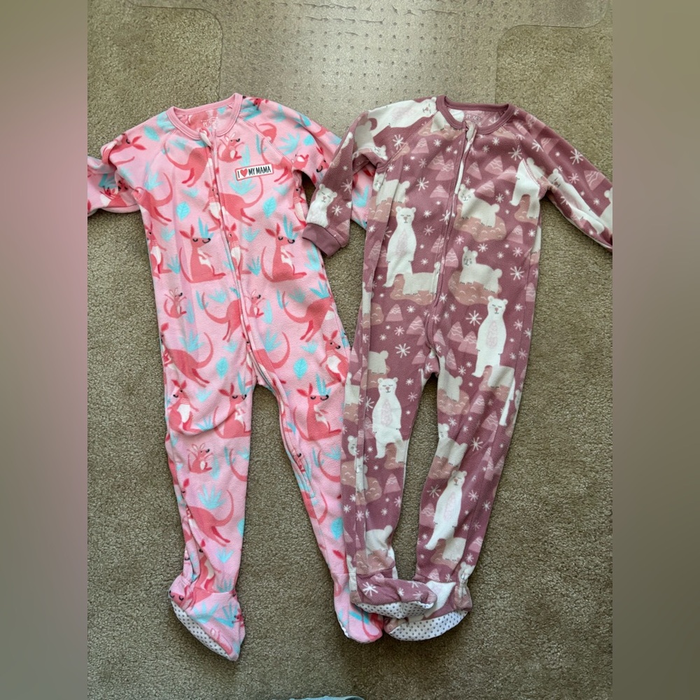 Toddler Girls Zip Fleece Pajamas Size 4T NWOT